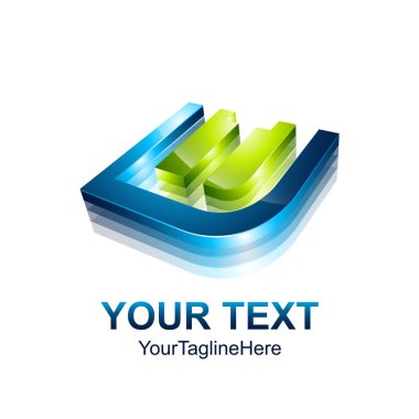 İlk Harf E logo şablonu mavi yeşil tasarım iş ve şirket kimliği için renkli