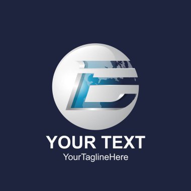 İlk Harf E logo şablonu mavi küre tasarımı iş ve şirket kimliği için renkli