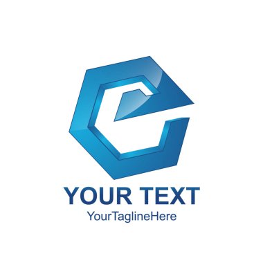 İlk Harf E logo şablonu mavi altıgen tasarım iş ve şirket kimliği için renkli