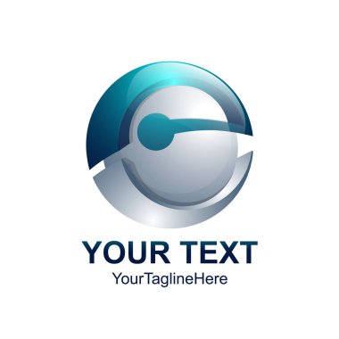 İlk Harf E logo şablonu mavi küre tasarımı iş ve şirket kimliği için renkli