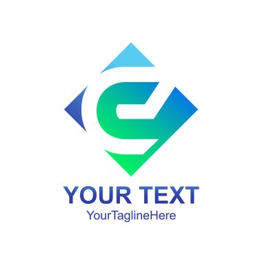 İlk Harf E logo şablonu mavi kare elmas tasarım iş ve şirket kimliği için renkli
