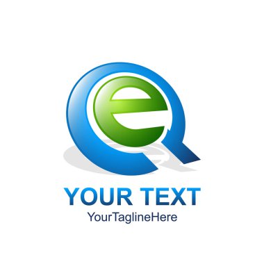 İlk Harf E logo şablonu mavi yeşil daire tasarım iş ve şirket kimliği için renkli