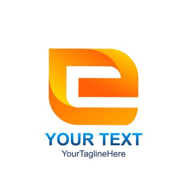 İlk Harf E logo şablonu iş ve şirket kimliği için turuncu tasarım renkli