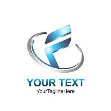 İlk harf F logo şablonu gri mavi renkte swoosh tasarım iş ve şirket kimliği için