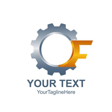 İlk harf F logo şablonu gri turuncu vites tasarım iş ve şirket kimliği için renkli