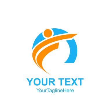 İlk harf F logo şablonu turuncu yeşil daire adam tasarım iş ve şirket kimliği için renkli