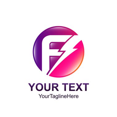 İlk harf F logo şablonu Derma daire elektrik tasarım iş ve şirket kimliği için