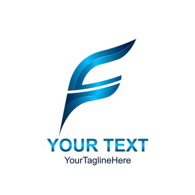 İlk harf F logo şablonu iş ve şirket kimliği için mavi tasarım renkli