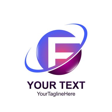 İlk harf F logo şablonu Derma daire çizmek için iş ve şirket kimlik swoosh