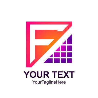 İlk harf F şablon renkler piksel kare için logo tasarım iş ve şirket kimliği