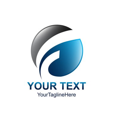 İlk harf F logo şablonu mavi gri daire tasarım iş ve şirket kimliği için renkli