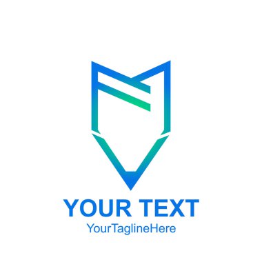 İlk harf Fm logo şablonu mavi kalem tasarım iş ve şirket kimliği için renkli