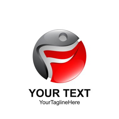 İlk harf F logo şablonu turuncu yeşil daire adam tasarım iş ve şirket kimliği için renkli