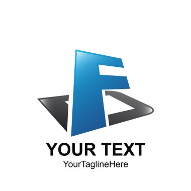 İlk harf F logo şablonu koyu gri mavi gölge tasarım iş ve şirket kimliği için renkli