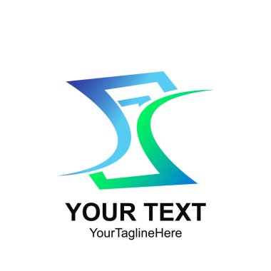 Yeşil renkli ilk mektup Fj logo şablonu tasarım iş ve şirket kimliği için swoosh