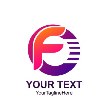 İlk harf F logo şablonu Derma daire halka tasarımı iş ve şirket kimliği için