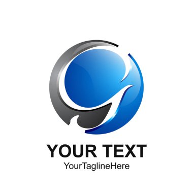 İlk Harf G logo şablonu mavi gri daire negatif tasarım iş ve şirket kimliği için renkli