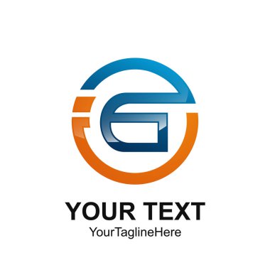 İlk harf Gi veya IG logo şablonu turuncu mavi daire tasarım iş ve şirket kimliği için renkli