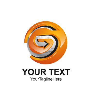 İlk Harf G logo şablonu turuncu daire küre ok küre tasarımı iş ve şirket kimliği için renkli