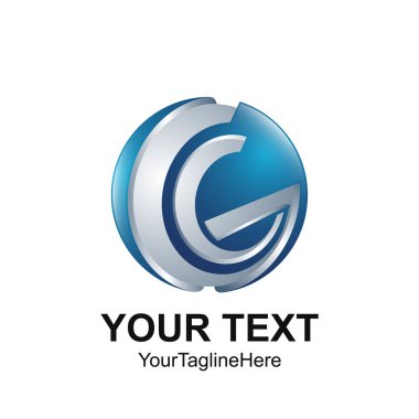 İlk Harf G logo şablonu yuvarlak mavi gri renkli swoosh tasarım iş ve şirket kimliği için