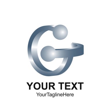 İlk Harf G logo şablonu gri renkli iş ve şirket kimliği için 3d tasarım