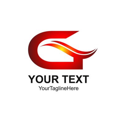Kırmızı boyalı ilk mektup G logo şablonu swoosh iş ve şirket kimliği için dalga tasarım