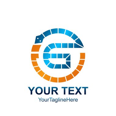 İlk Harf G logo şablonu renkli turuncu mavi daire noktalı çizgi snack baş çizmek için iş ve şirket kimliği