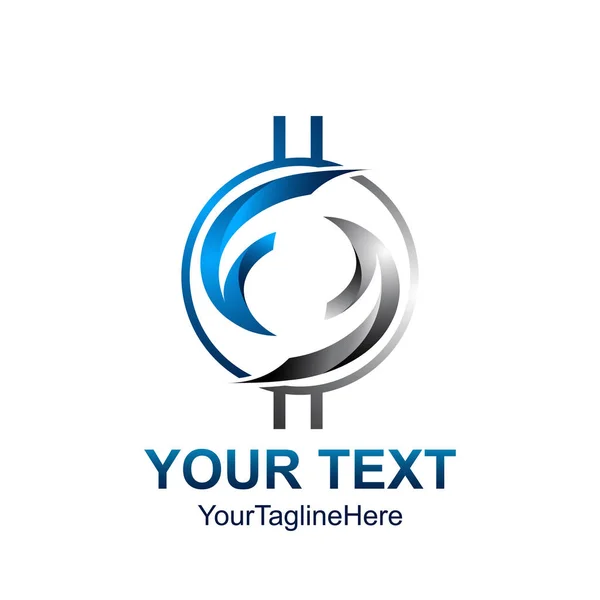 Lettre Initiale Logo Modèle Coloré Bleu Cercle Gris Refléter Conception — Image vectorielle
