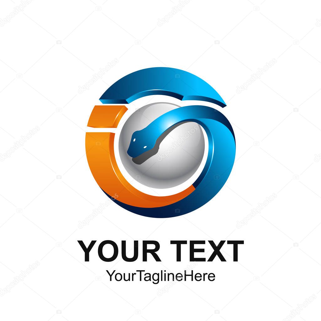 Initial letter GI or IG logo template colored orange blue circle sphere snack design for business and company identity