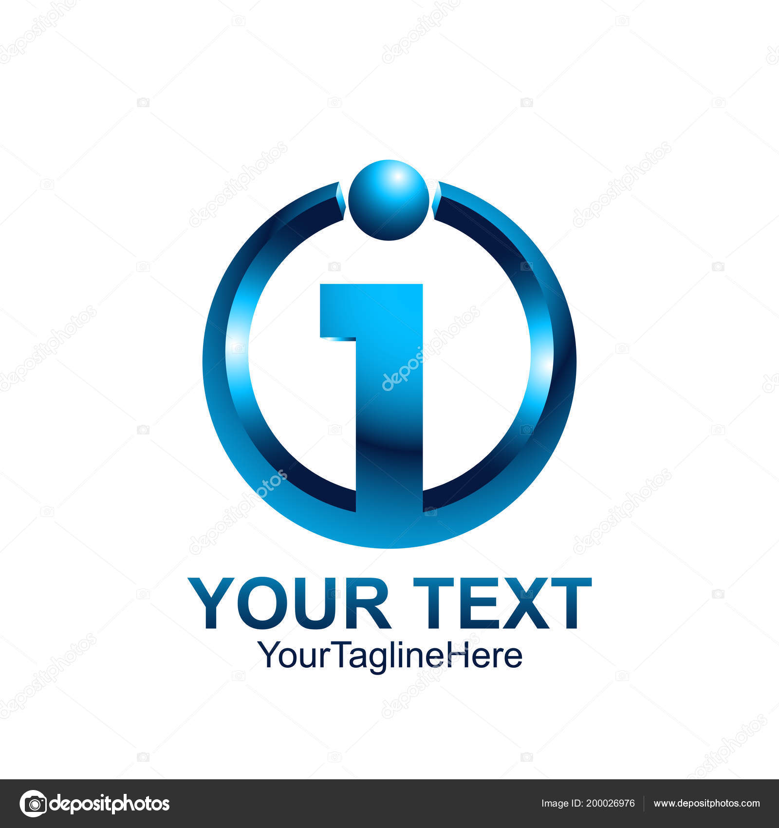 Inicial Letra Logo Plantilla Color Azul Círculo Gris Esfera