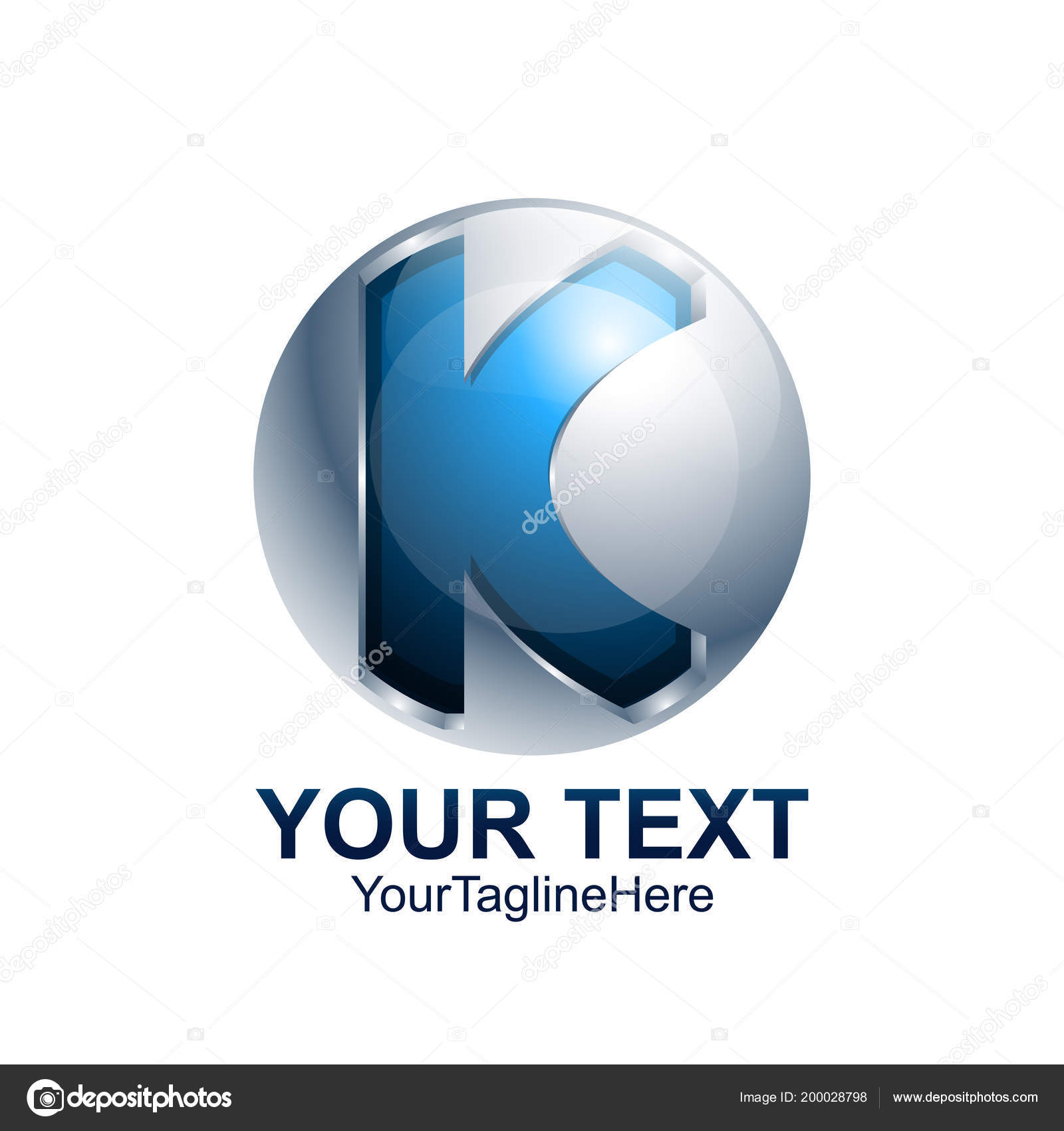 Plantilla Logotipo Letra Inicial Color Azul Círculo Gris