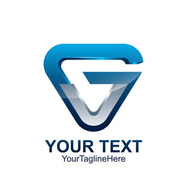 İlk Harf G logo şablonu mavi gri üçgen tasarım iş ve şirket kimliği için renkli