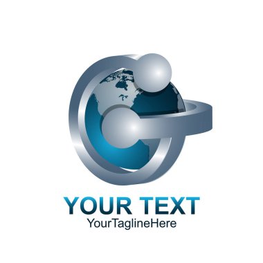 İlk Harf G logo şablonu mavi gri daire tasarım iş ve şirket kimliği için renkli