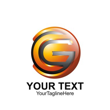 İlk Harf G logo şablonu turuncu daire küre tasarımı iş ve şirket kimliği için renkli