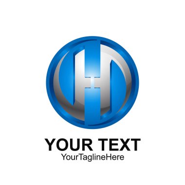 İlk harfi H logo şablonu renkli mavi gri daire çizmek için iş ve şirket kimlik swoosh