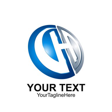 İlk harfi H logo şablonu renkli mavi gri daire çizmek için iş ve şirket kimlik swoosh