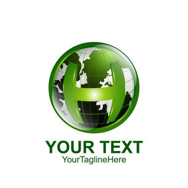 İlk harfi H logo şablonu yeşil dünya tasarım iş ve şirket kimliği için renkli