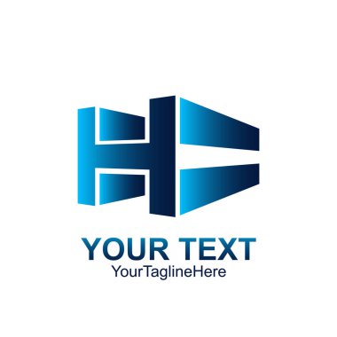 İlk harfi H logo şablonu mavi perspektif tasarım iş ve şirket kimliği için renkli