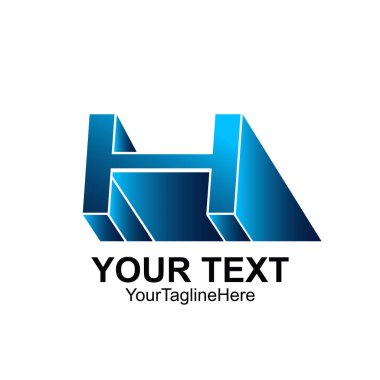 İlk harfi H logo şablonu mavi perspektif tasarım iş ve şirket kimliği için renkli