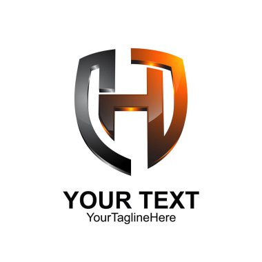 İlk harfi H logo şablonu bronz kalkan tasarım iş ve şirket kimliği için renkli