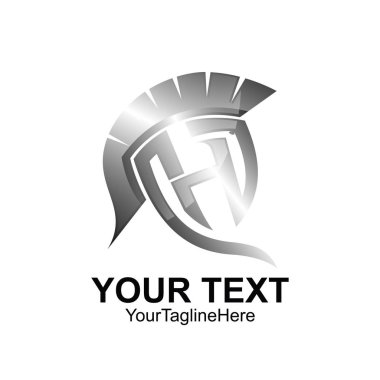 İlk harfi H logo şablonu gümüş savaşçı Spartalı tasarım iş ve şirket kimliği için renkli