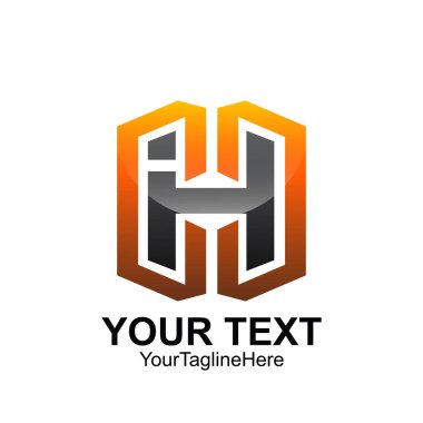 İlk harfi H logo şablonu bronz teknoloji kare tasarım iş ve şirket kimliği için renkli