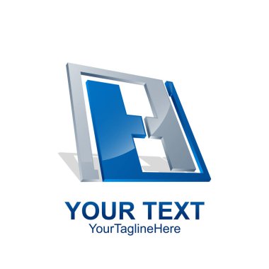 İlk harfi H logo şablonu mavi gri teknoloji kare tasarım iş ve şirket kimliği için renkli