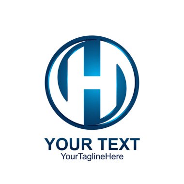 İlk harfi H logo şablonu renkli mavi daire çizmek için iş ve şirket kimlik swoosh