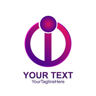 İlk harf ı logo şablonu mor daire tasarım iş ve şirket kimliği için renkli
