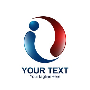 İlk harf ı logo şablonu renkli kırmızı mavi tasarım iş ve şirket kimliği için swoosh