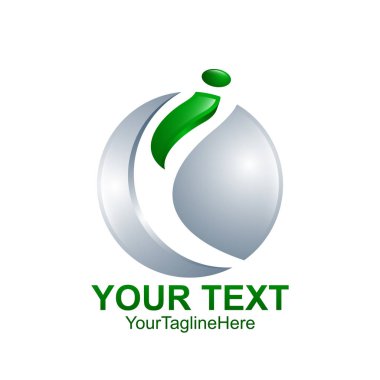 İlk harf ı logo şablonu renkli yeşil gri daire iş ve şirket kimliği için tasarım swoosh