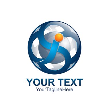 İlk harf ı logo şablonu renkli mavi daire döndürme küre tasarımı iş ve şirket kimliği için