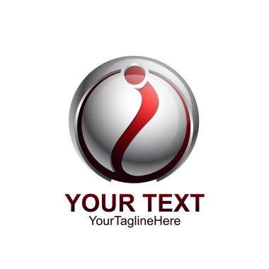 İlk harf ı logo şablonu renkli kırmızı gri daire küre iş ve şirket kimliği için tasarım swoosh