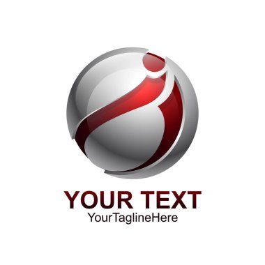 İlk harf ı logo şablonu renkli kırmızı gri daire küre iş ve şirket kimliği için tasarım swoosh